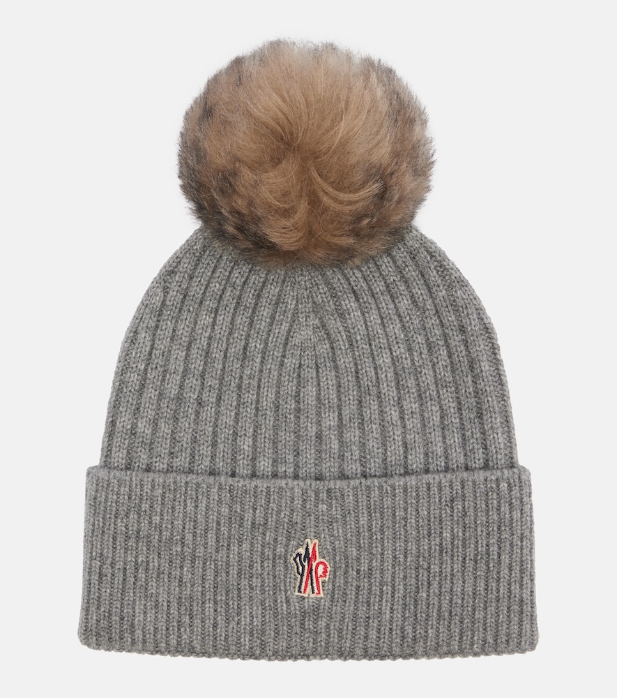 Moncler Shearling-trimmed cashmere beanie