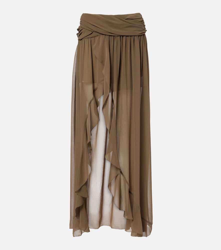 Jacques Wei Asymmetric Draped Maxi Skirt In Green