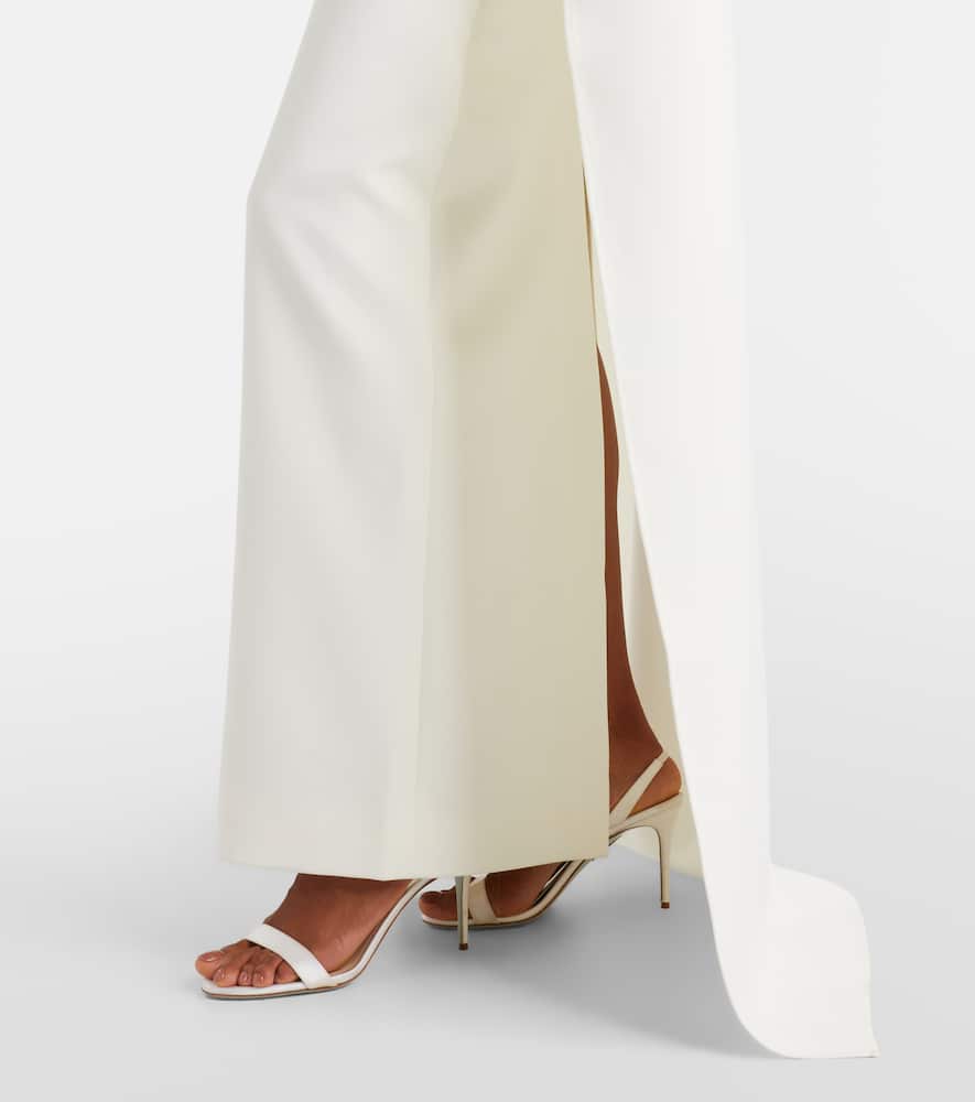 Roland Mouret Crystal-embellished Caped Crêpe Gown In White