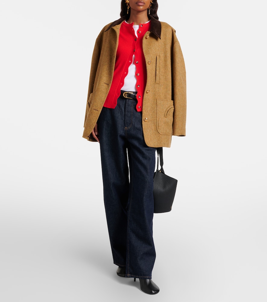 Jardin des Orangers Ribbed-knit scalloped wool and cashmere cardigan