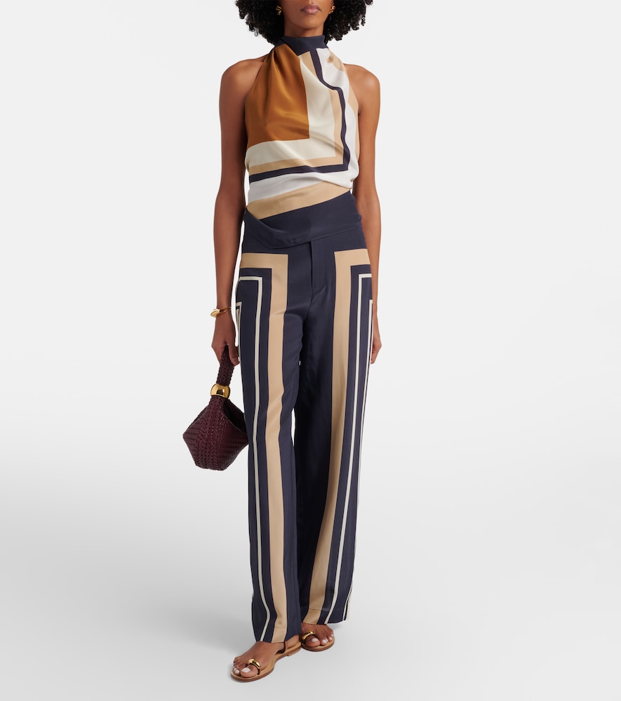 SIR Pietra printed silk wide-leg pants