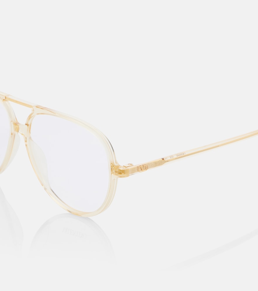  Valentino Valentino Ultralight V Vlogo Aviator Glasses 