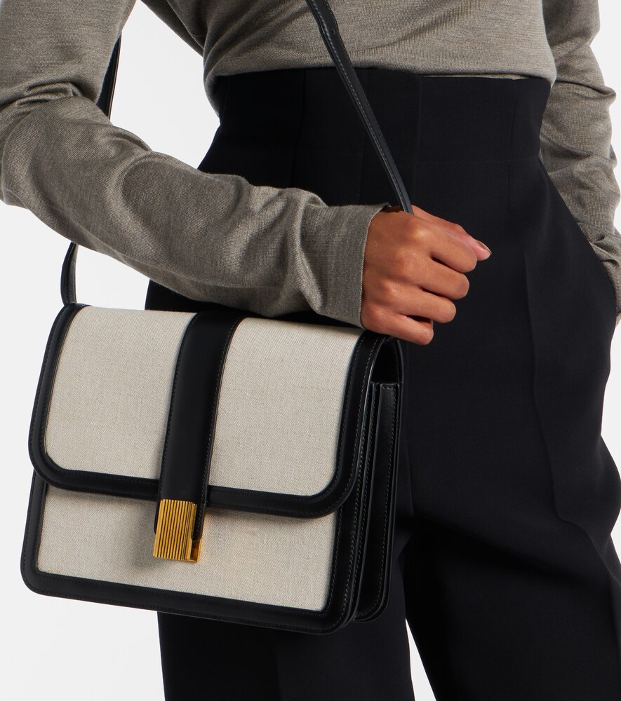 Khaite Blake leather-trimmed canvas crossbody bag