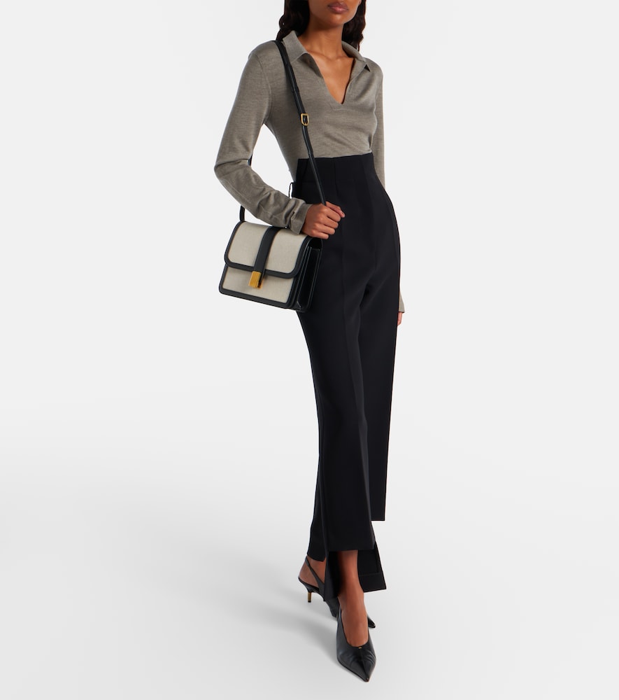 Khaite Khaite Blake Leather-trimmed Canvas Crossbody Bag 