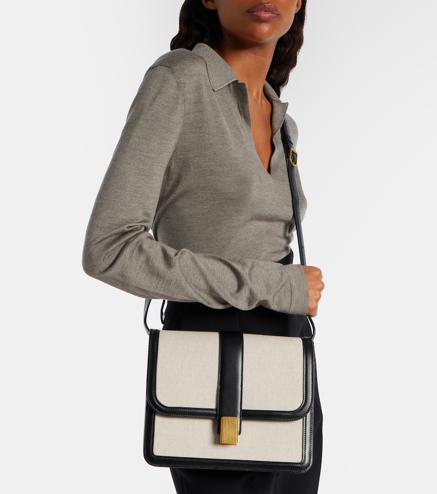  Khaite Khaite Blake Leather-trimmed Canvas Crossbody Bag 
