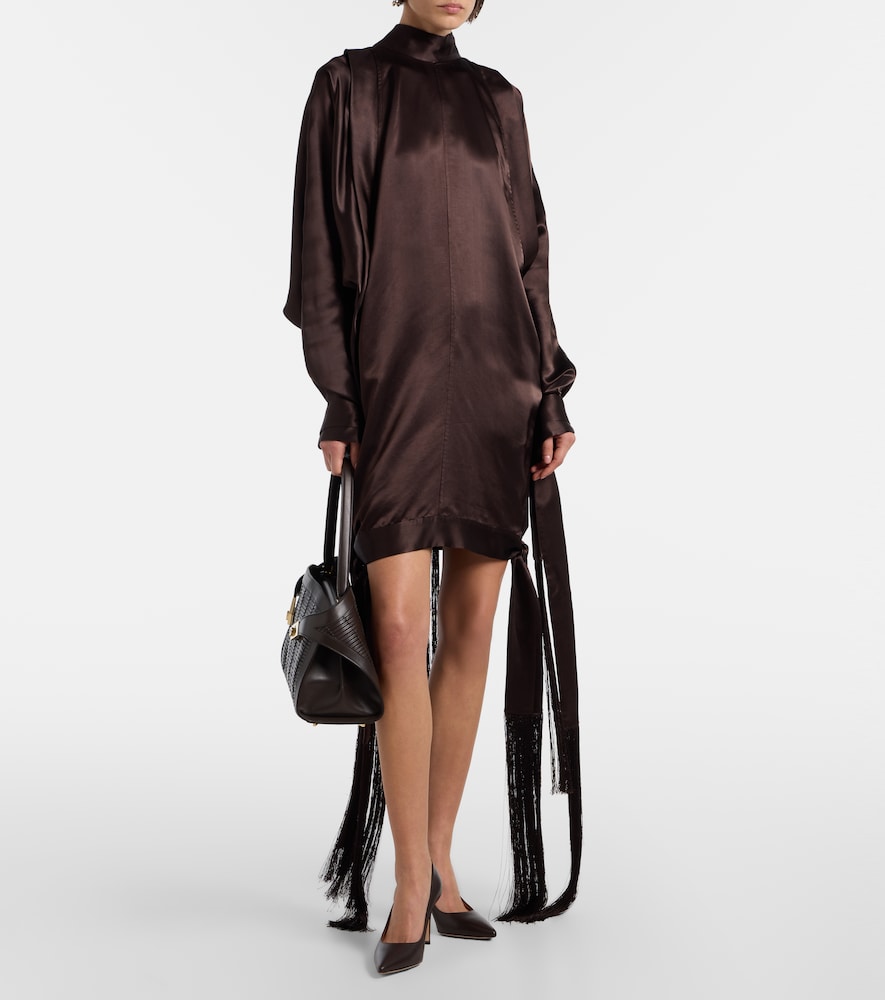 Ferragamo Ferragamo Fringed Satin Minidress 