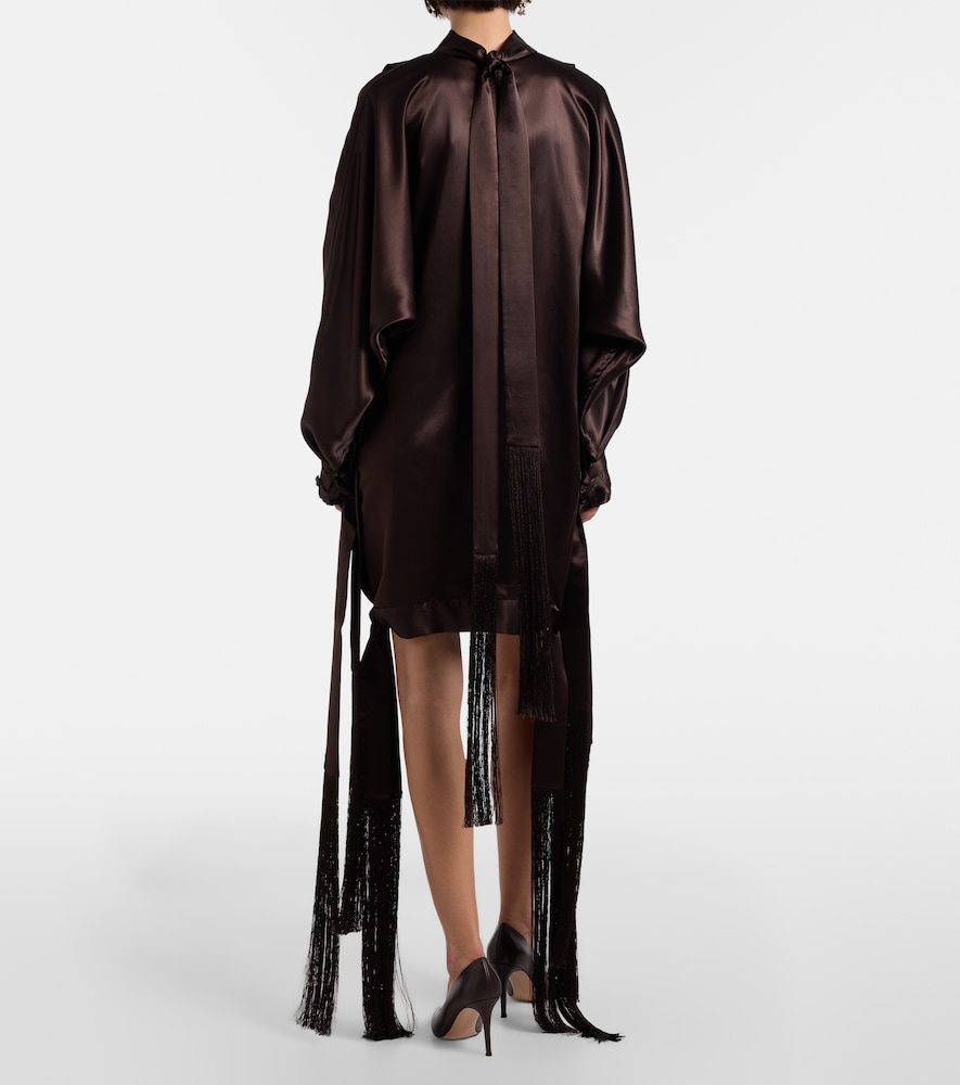  Ferragamo Ferragamo Fringed Satin Minidress 