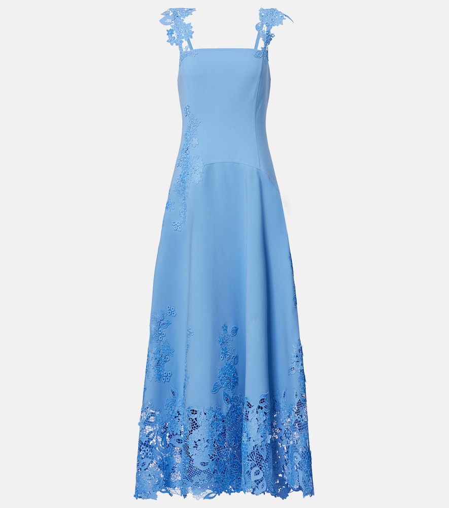 Oscar de la Renta Porcelain wool-blend guipure midi dress