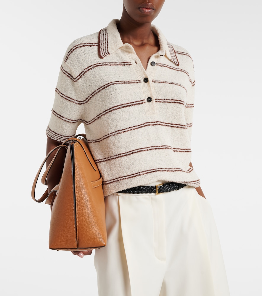 Róhe Striped cotton-blend polo shirt