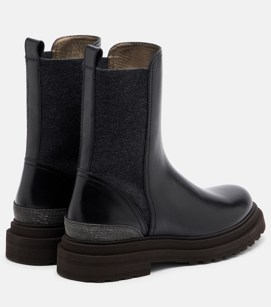  Brunello Cucinelli Brunello Cucinelli Monili Leather Chelsea Boots 