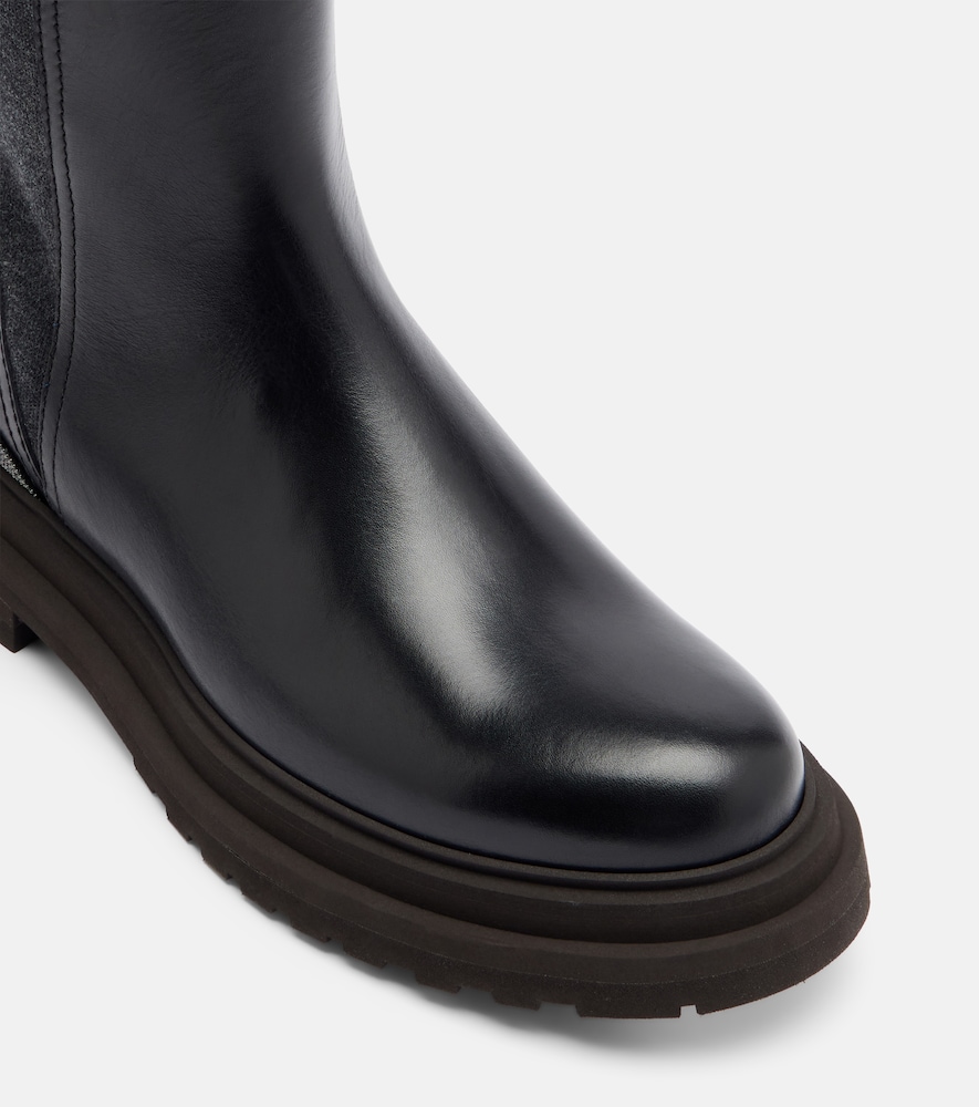  Brunello Cucinelli Brunello Cucinelli Monili Leather Chelsea Boots 