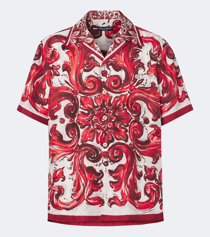 Dolce&Gabbana Men's Red Majolica Silk Twill Shirt UK Size 16,5 - Mytheresa