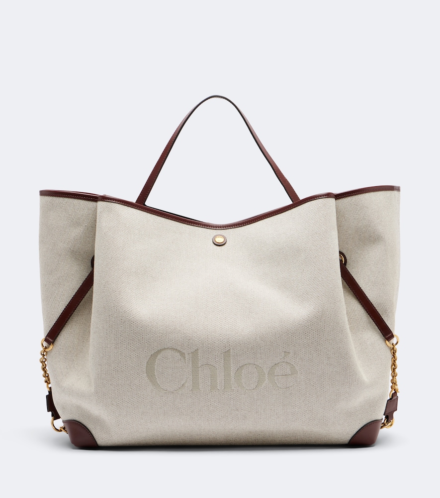 Chloe Women's White Clover Leather-Trimmed Canvas Tote Bag - Mytheresa