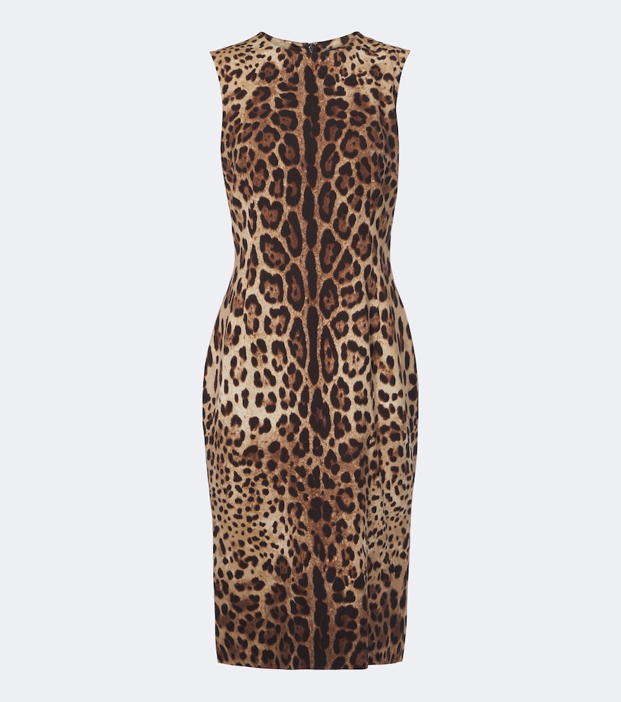 Dolce&Gabbana Donna Abito Midi In Charmeuse Con Stampa Leopardata Marrone It Taglia 54- Mytheresa