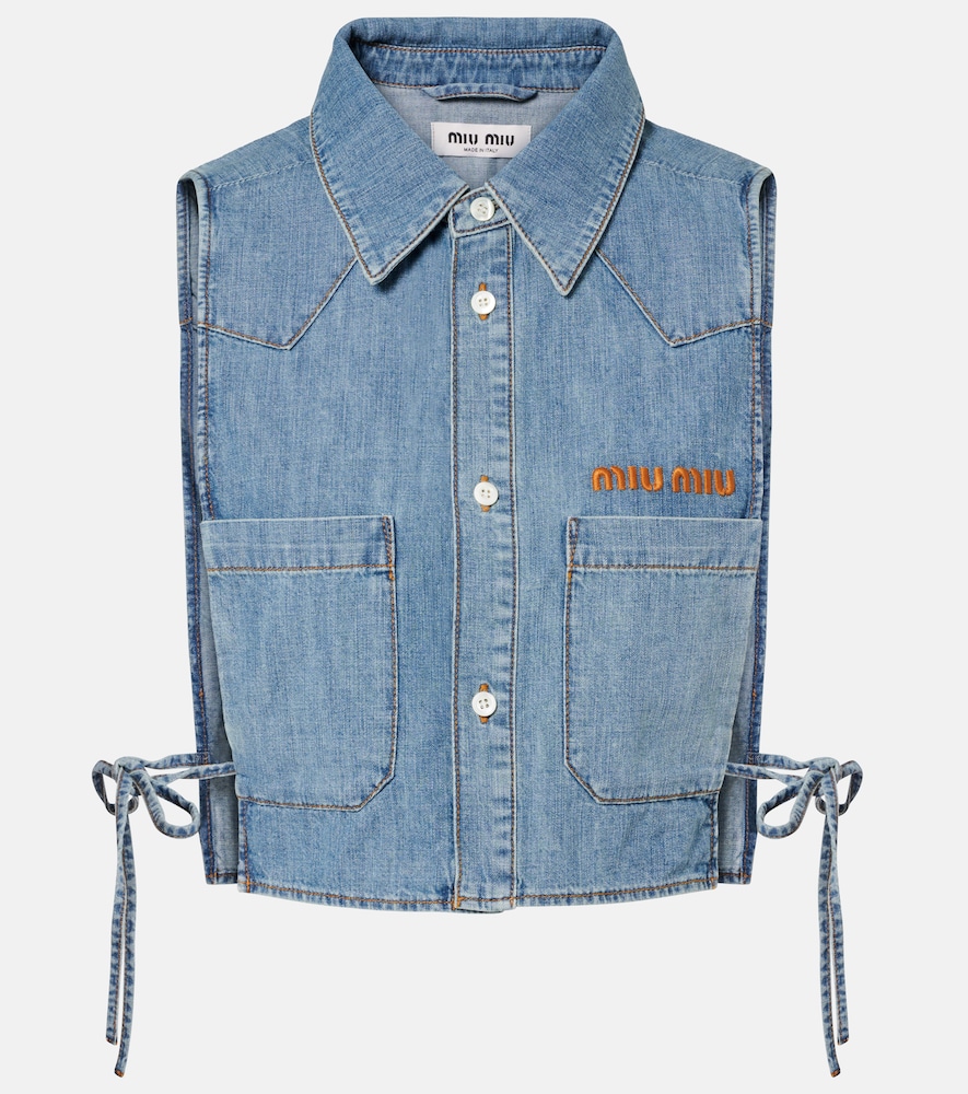 Miu Miu Miu Miu Chambray crop top　ミュウミュウ シャンブレークロップトップ