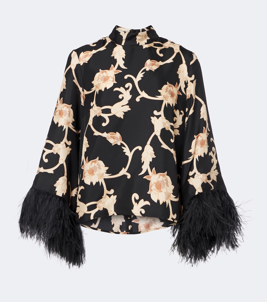 Bluse Buttercup aus Seide mit Federn