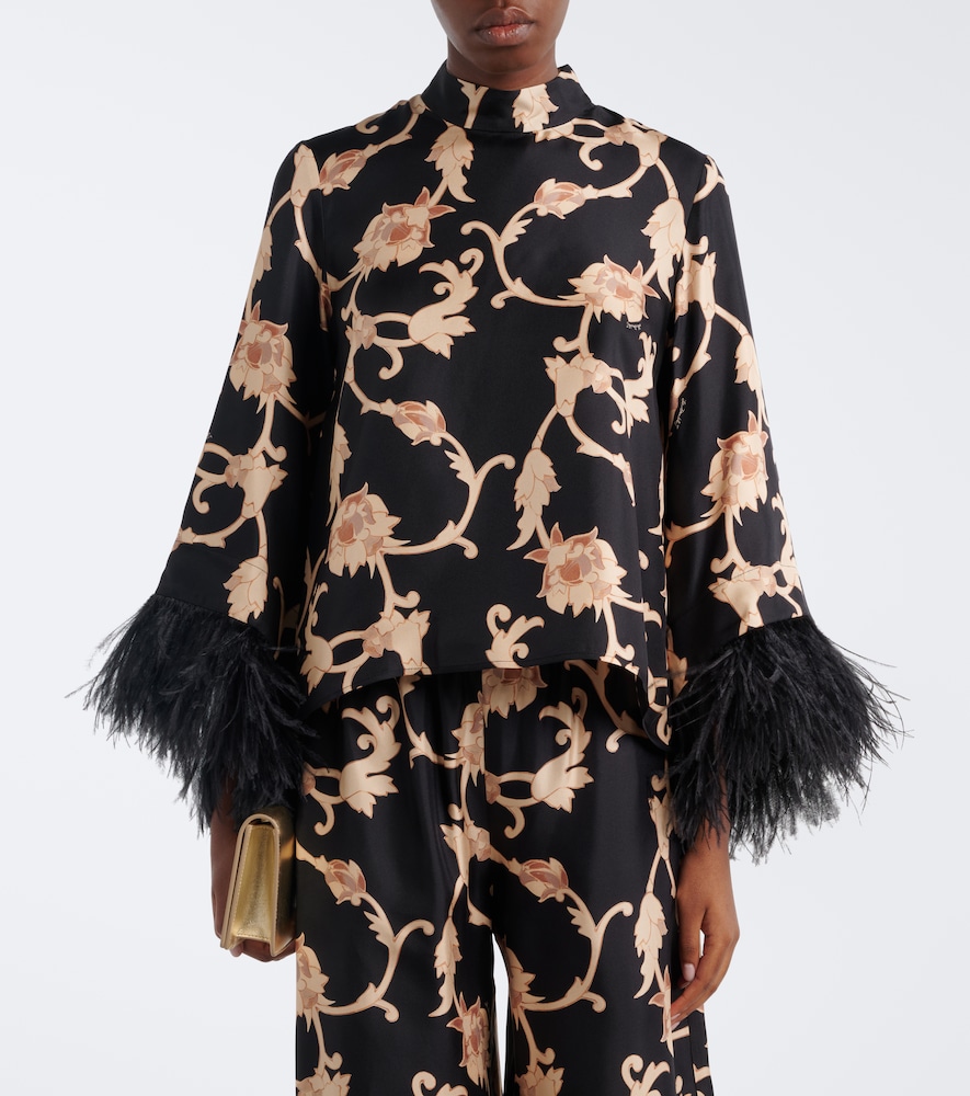 Buttercup Feather-Trimmed Blouse
