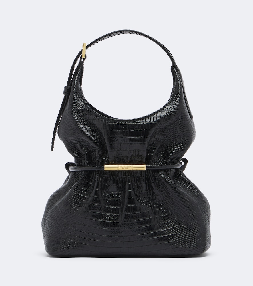 Balmain Sphynx Mini Leather Top-handle Bag In Black
