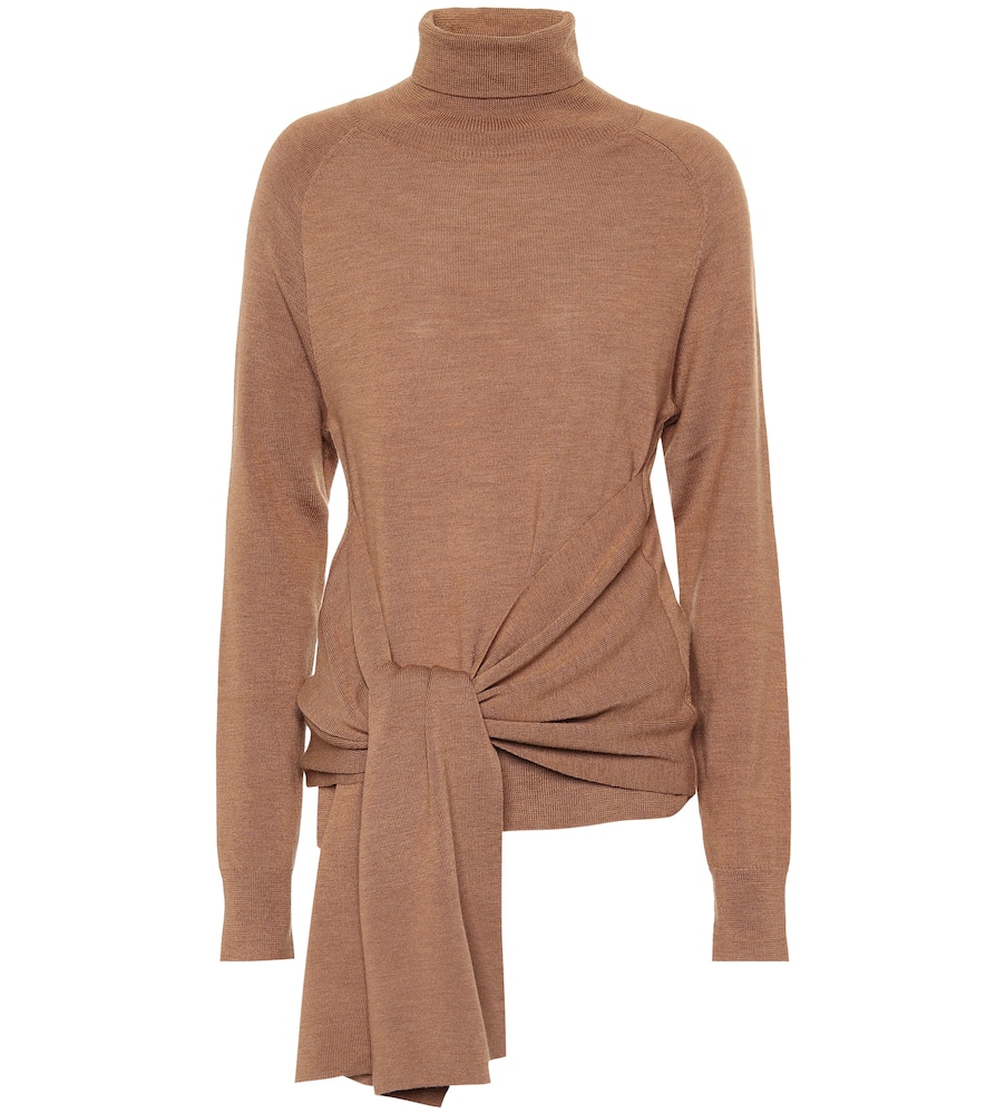 Click to view more detailed imagery on our partner's website Jw Anderson Tie-Front Wool Turtleneck Sweater In Brown