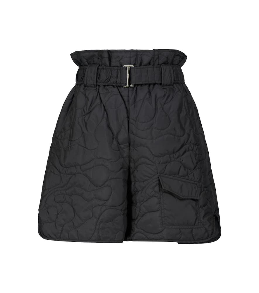Click to view more detailed imagery on our partner's website Ganni Quilted Recycled Polyester Paper-bag Shorts Black Size 34