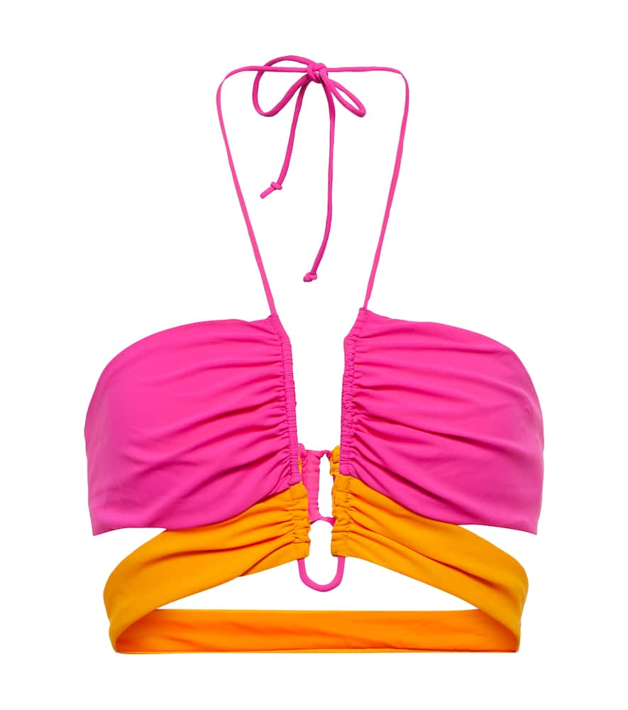 Ruched halterneck bikini top