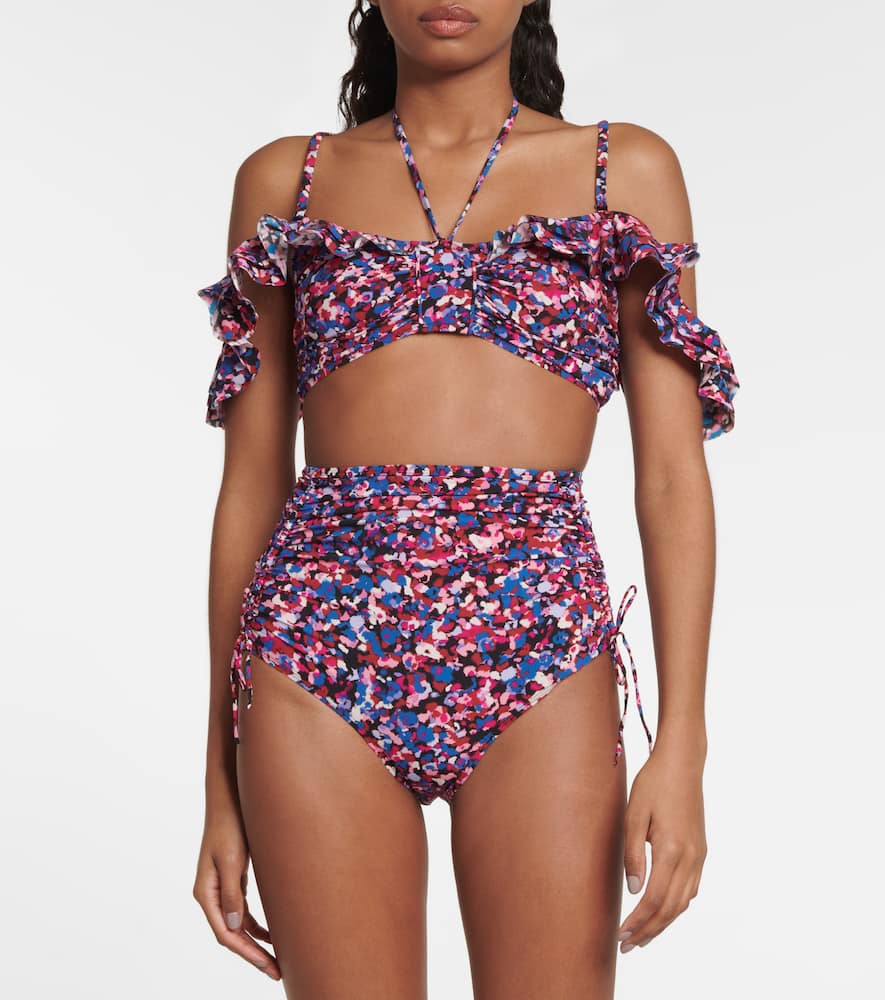 Shop Isabel Marant Skyros Floral Bikini Top In Pink /blue