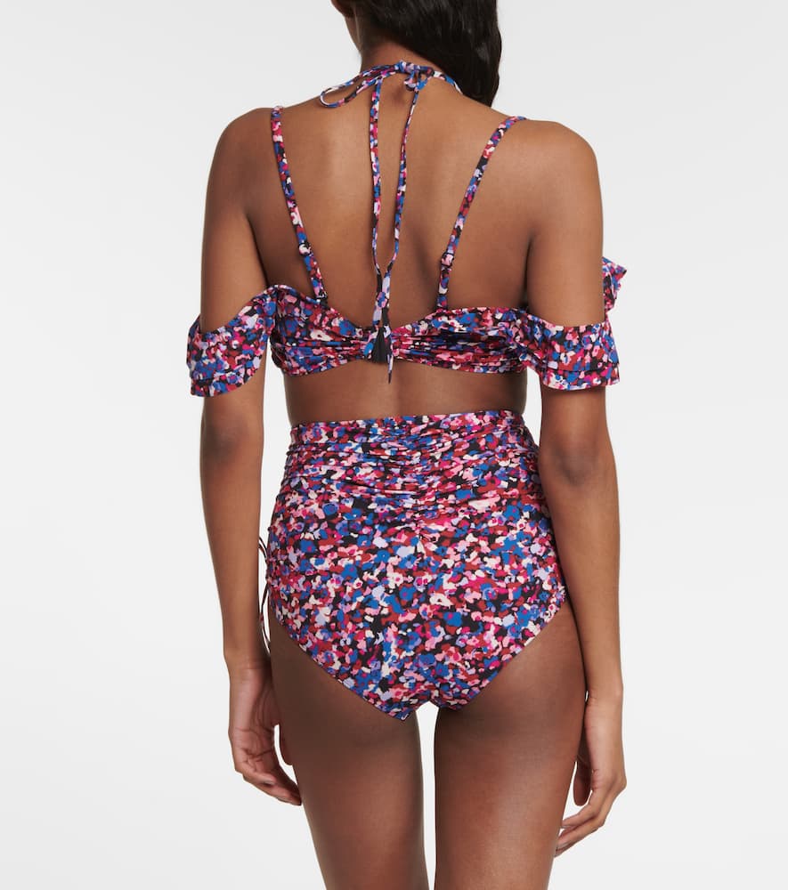 Shop Isabel Marant Skyros Floral Bikini Top In Pink /blue