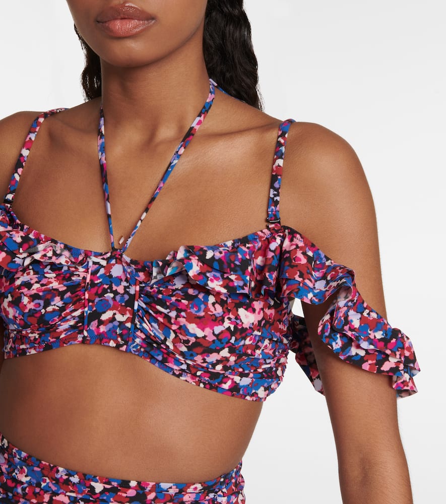 Shop Isabel Marant Skyros Floral Bikini Top In Pink /blue