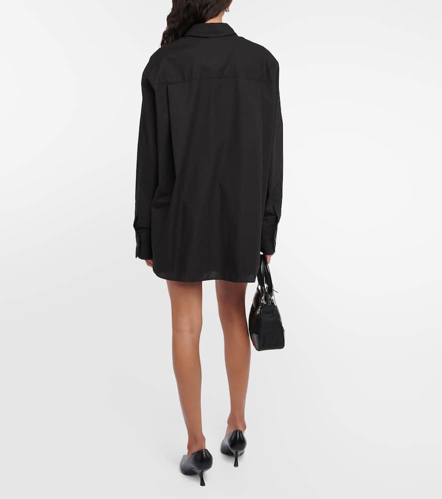 The Frankie Shop Lui Organic Cotton-poplin Shirt In Black Olive