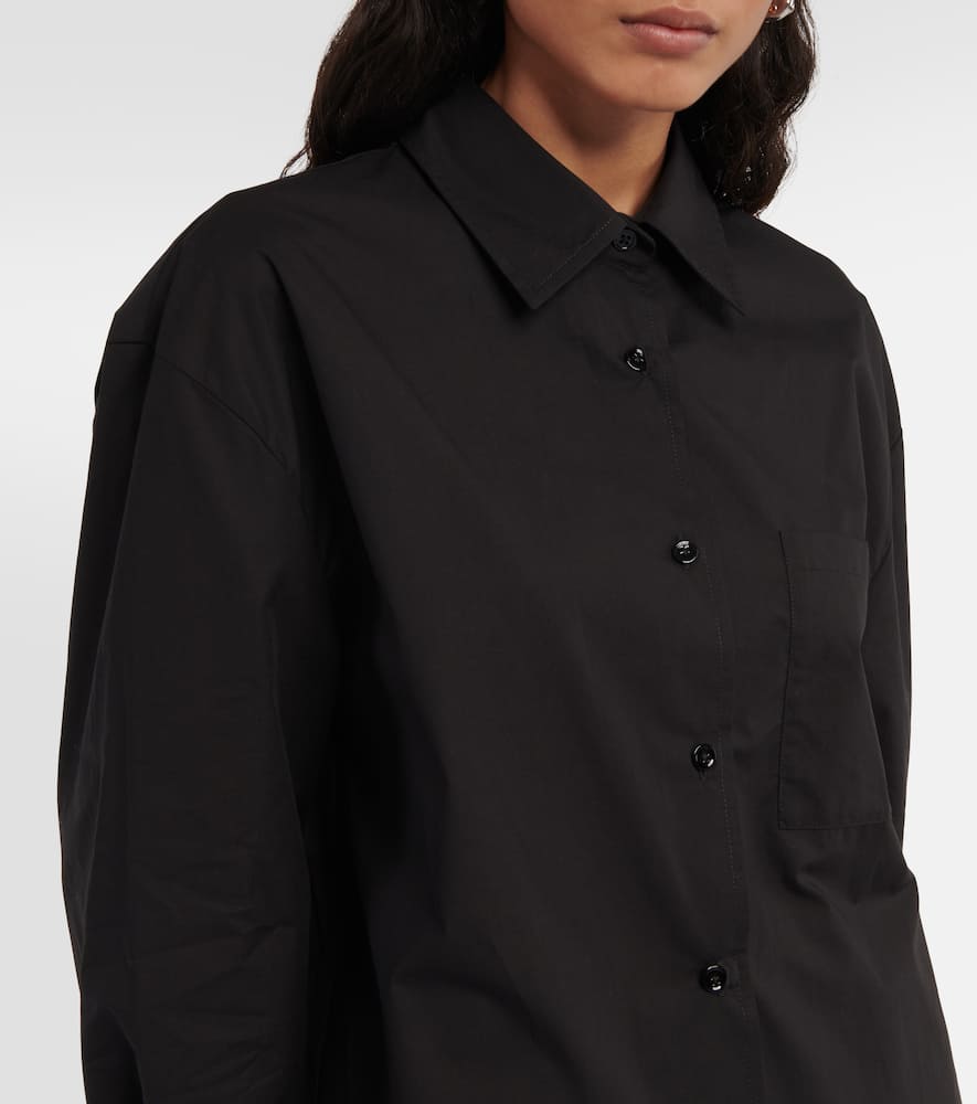 The Frankie Shop Lui Organic Cotton-poplin Shirt In Black Olive