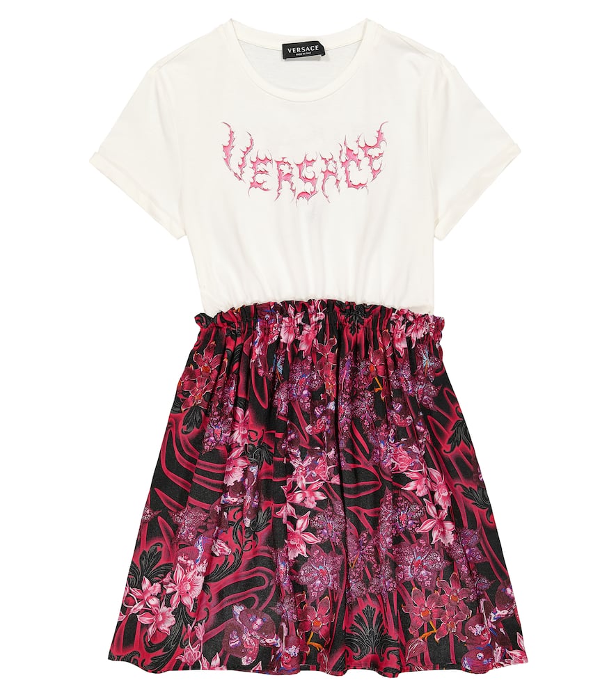 Versace Kids Orchid Barocco printed dress