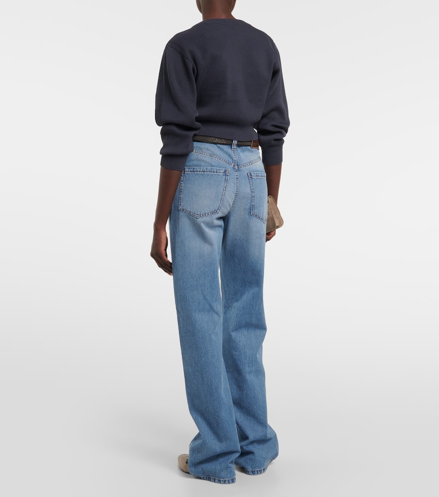 Brunello Cucinelli Cropped Ribbed-knit Cotton Sweater In Night Sky