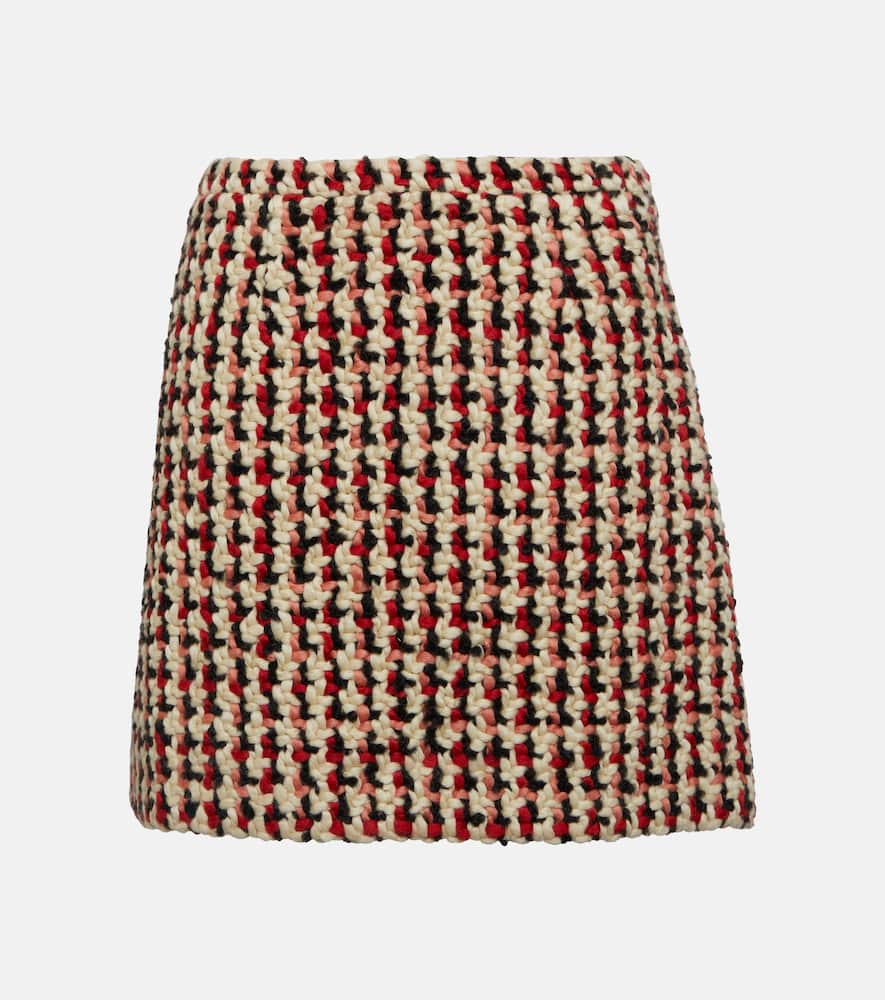 Checked wool-blend tweed miniskirt