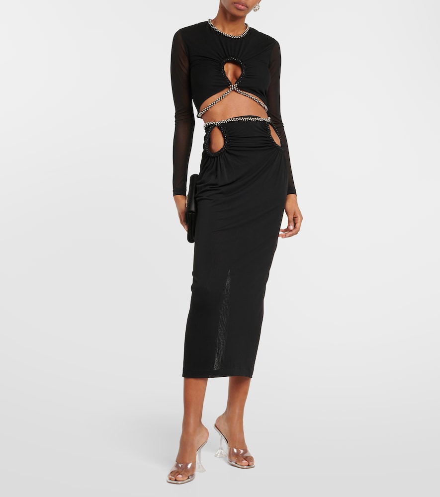  Dion Lee Dion Lee Embellished Cutout Jersey Crop Top 