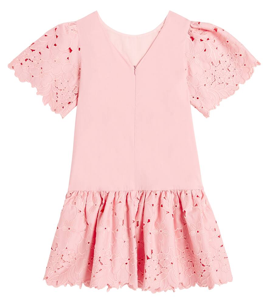 Shop Tartine Et Chocolat Embroidered Cotton Dress In Pink