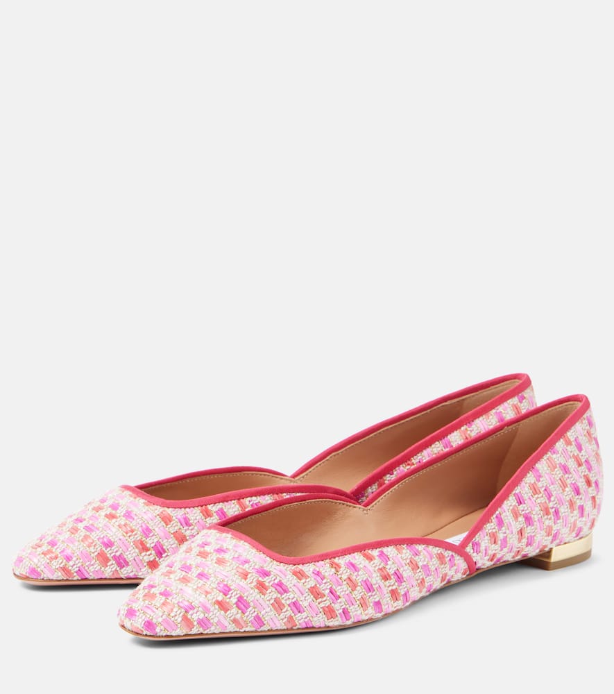 Shop Aquazzura Maia Canvas Ballet Flats In Pink