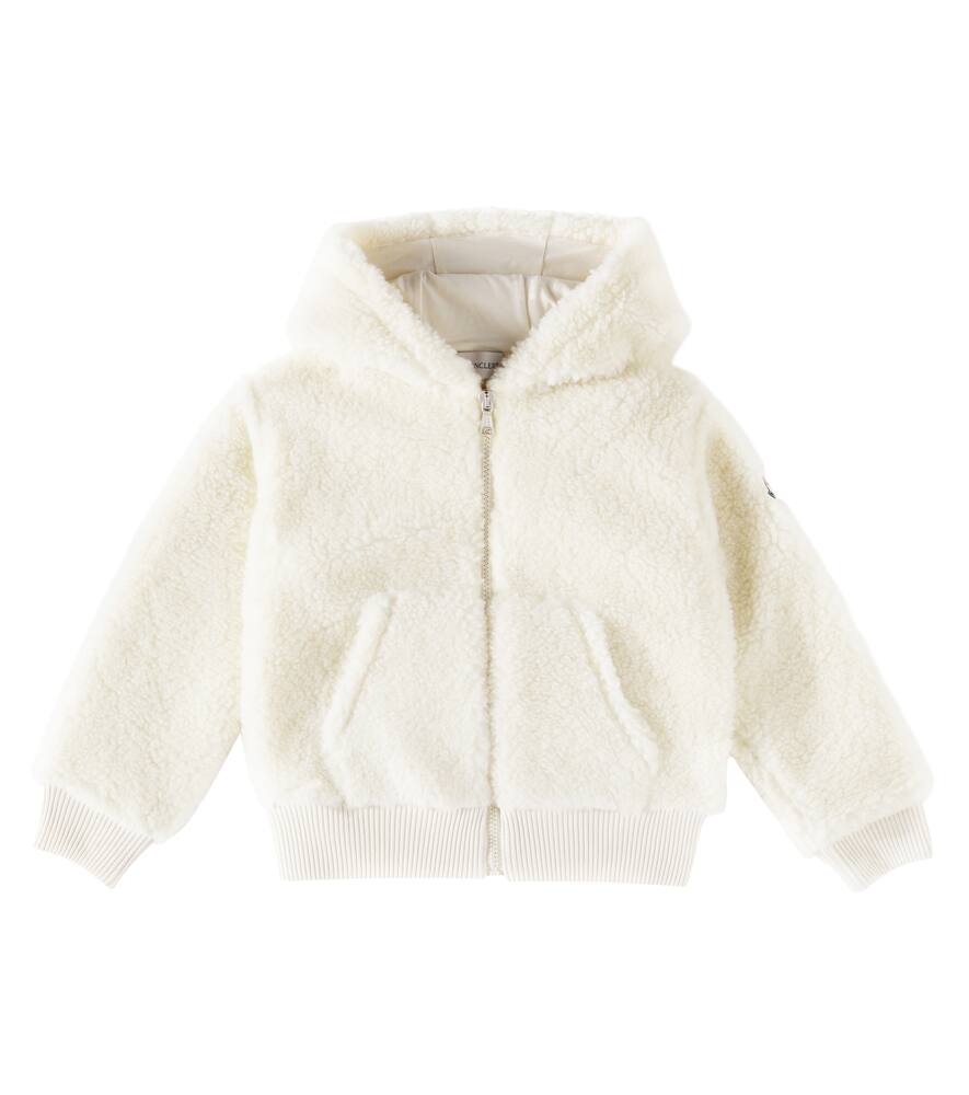 Moncler Enfant Logo faux shearling zip-up hoodie