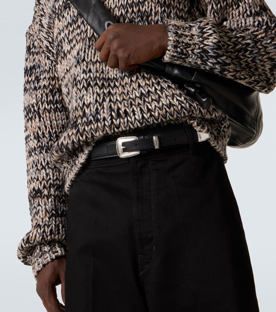 Lemaire Minimal Western Leather Belt In Schwarz