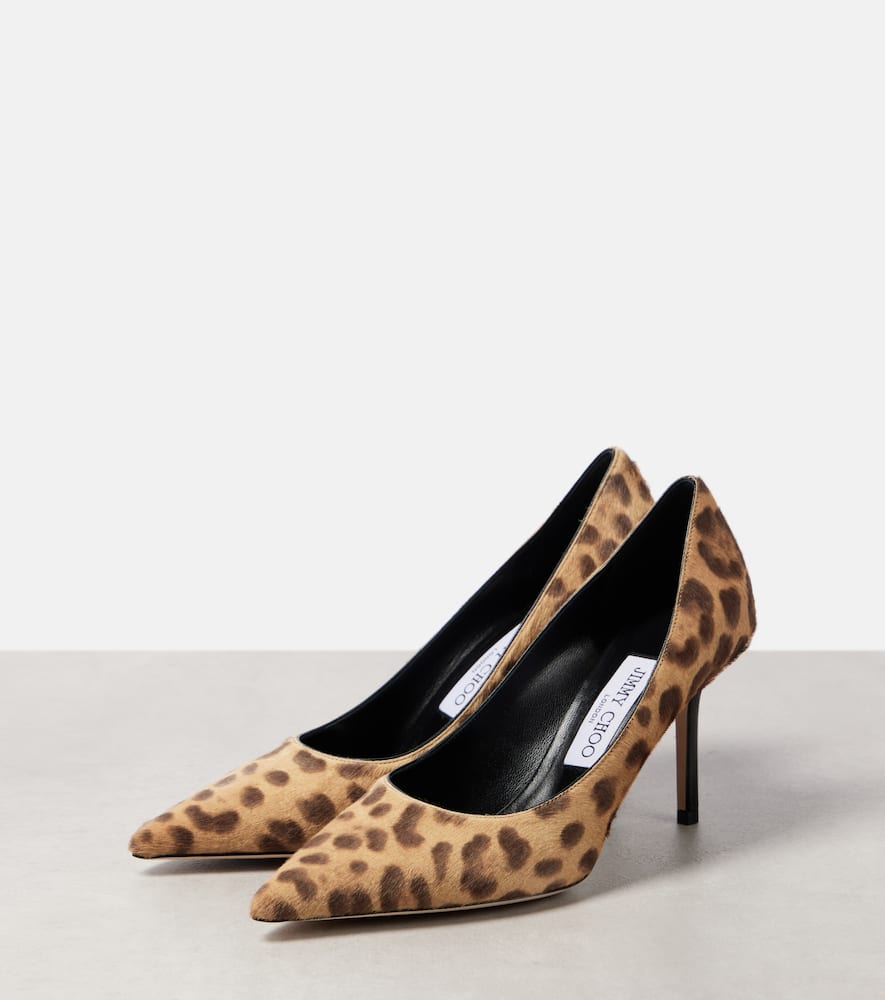 Jimmy Choo Leo 85 Leopard-print Calf Hair Pumps In Yellow