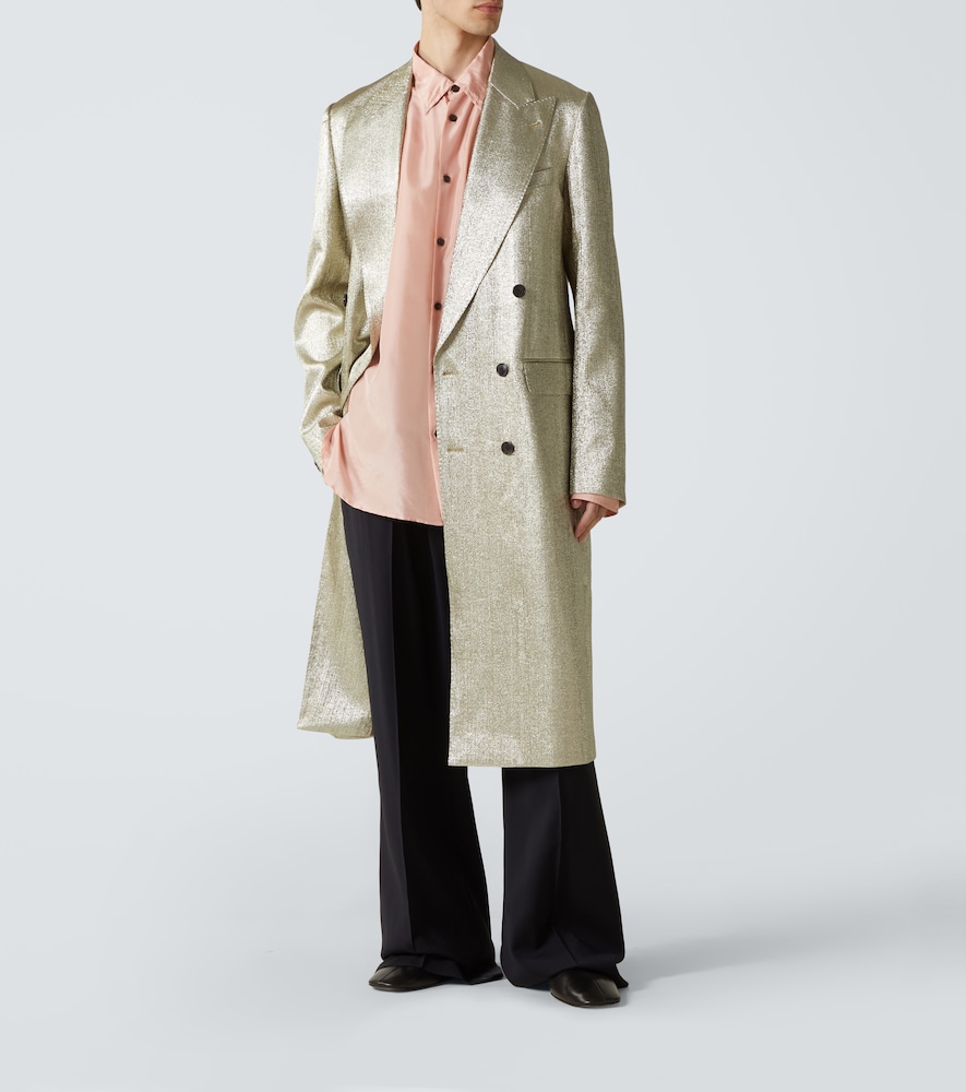  Dries Van Noten Dries Van Noten Double-breasted Lame Coat 