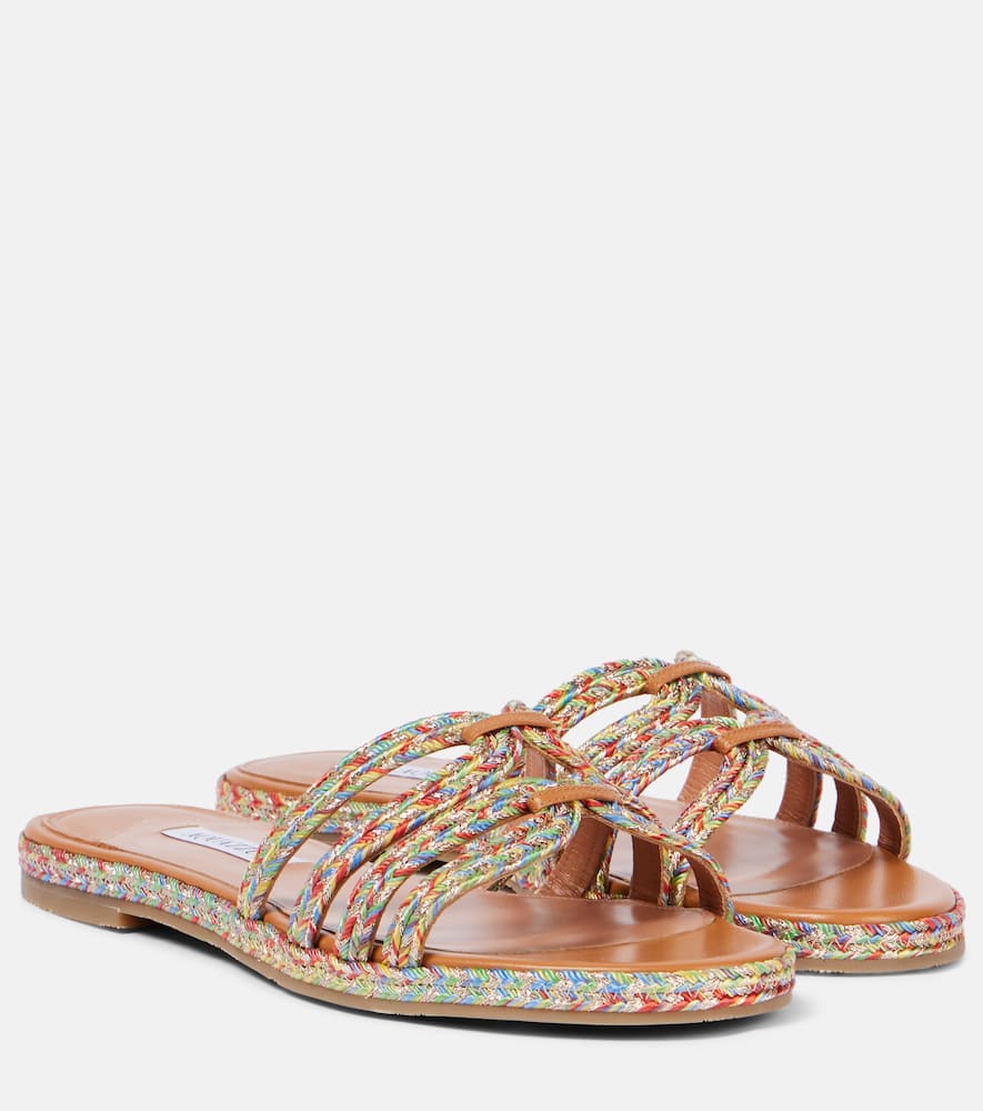 Shop Aquazzura Playita Espadrille Slides In Multicoloured