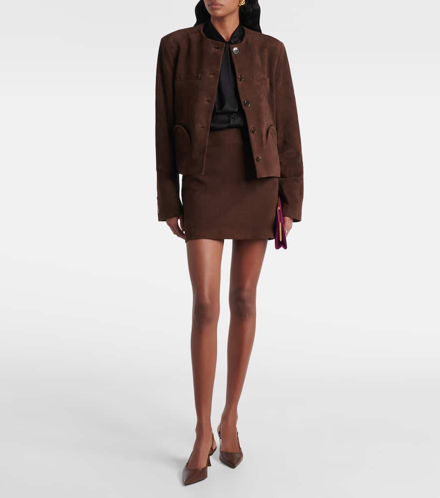 Blazé Milano Gliss Bolero Suede Jacket In Brown
