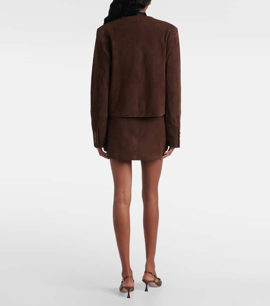 Blazé Milano Gliss Bolero Suede Jacket In Brown