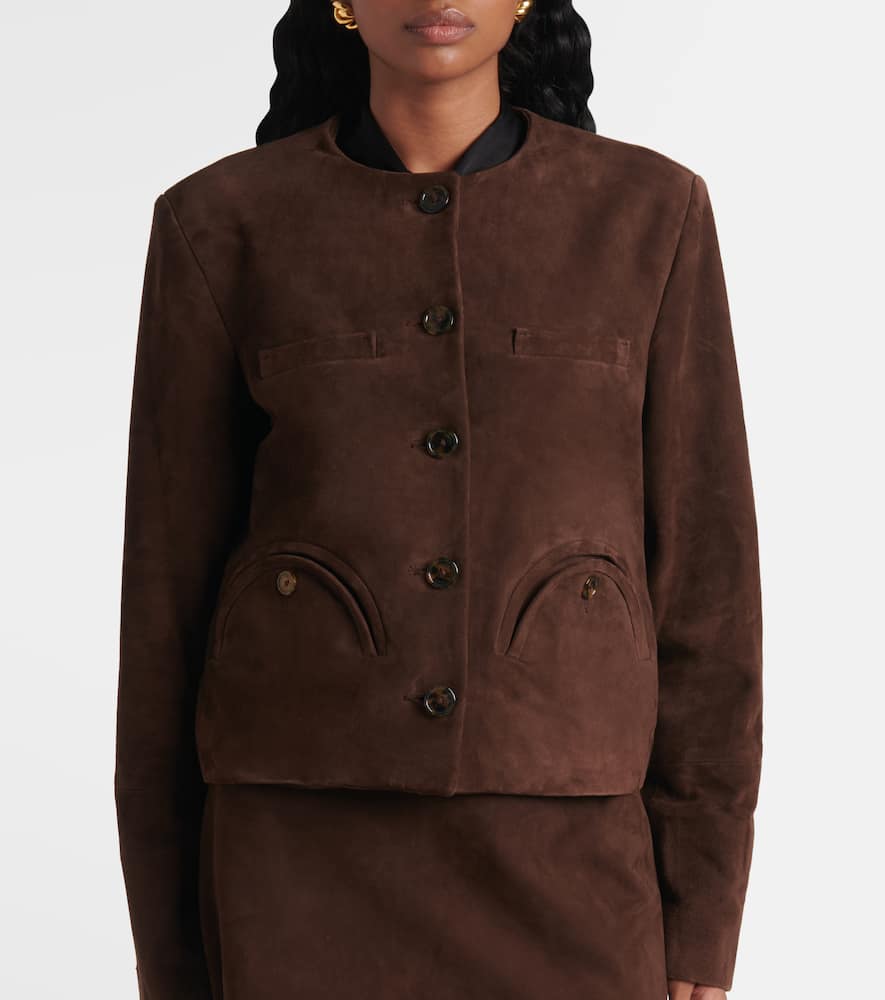 Blazé Milano Gliss Bolero Suede Jacket In Brown