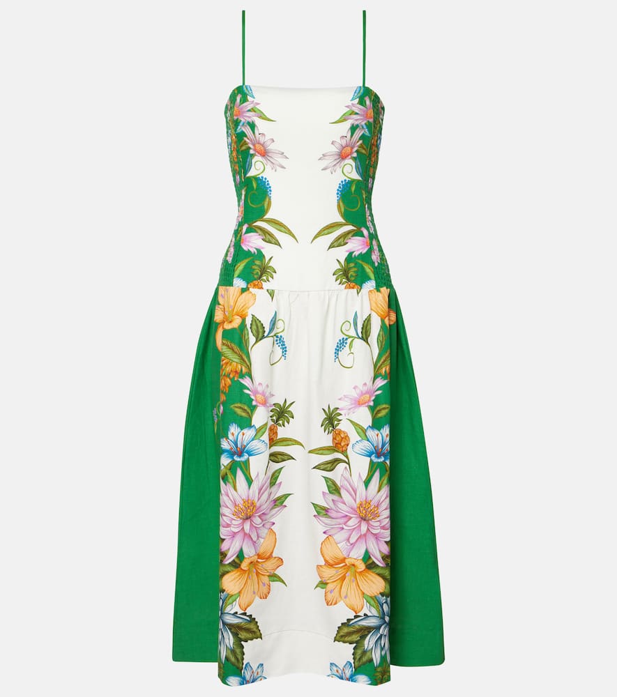 Sweet Bloom linen-blend midi dress