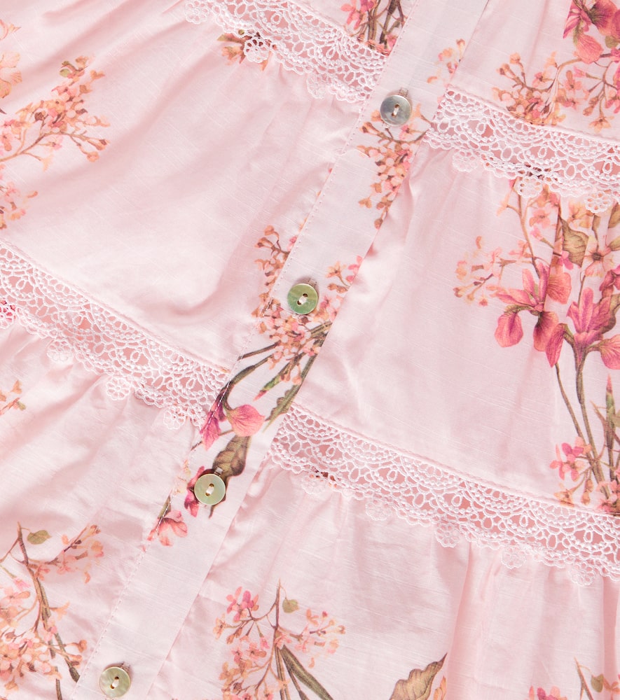 Petite Amalie Floral Tiered Cotton Shirt Dress In Blush Orchid Print