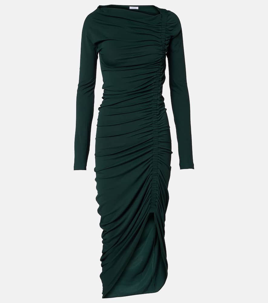 Gathered jersey midi dress
