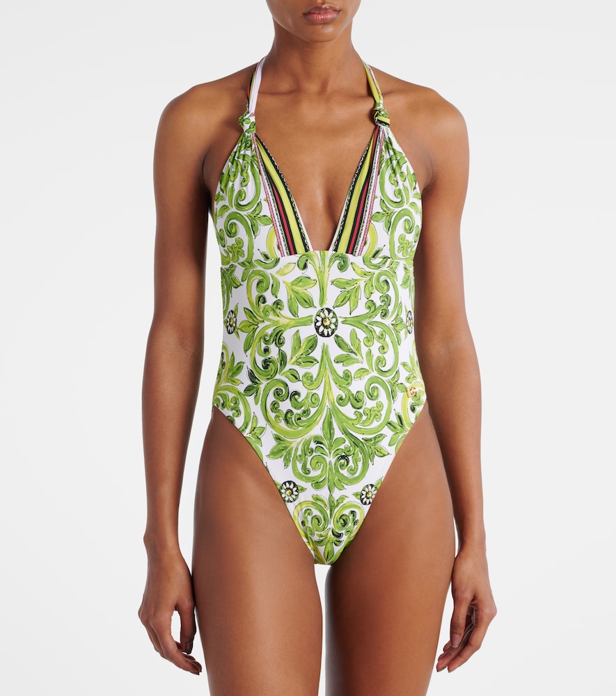  Dolce&gabbana Dolce&gabbana Printed Halterneck Swimsuit 