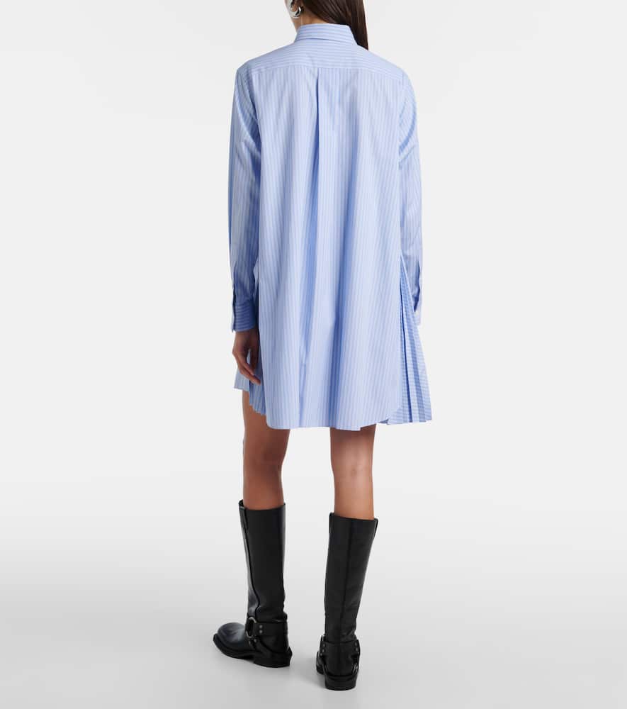 Sacai Stripe Long Sleeve Poplin Shirtdress In Blue
