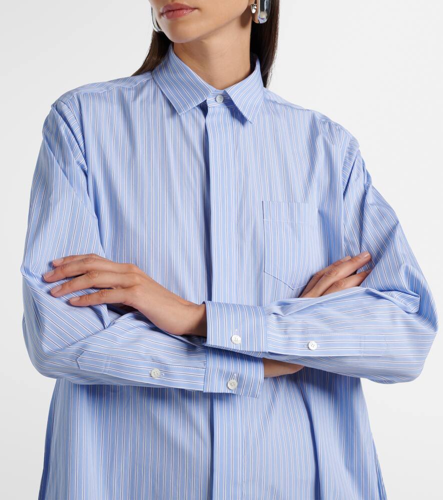 Sacai Stripe Long Sleeve Poplin Shirtdress In Blue